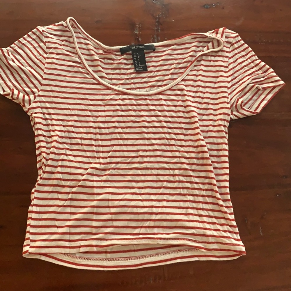 red and white crop top